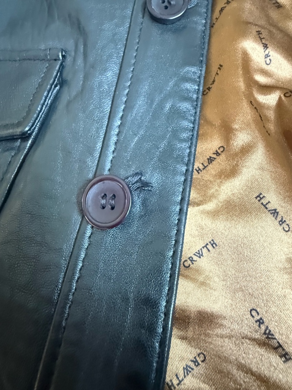 Black Leather Military Field Jacket - Picture 14 of 16
